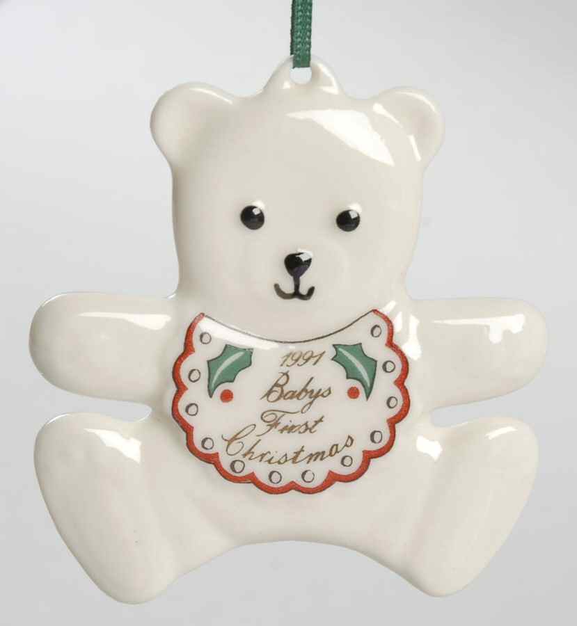 Babys 1st Christmas Bear - With Box by Belleek Pottery (Ireland)-1