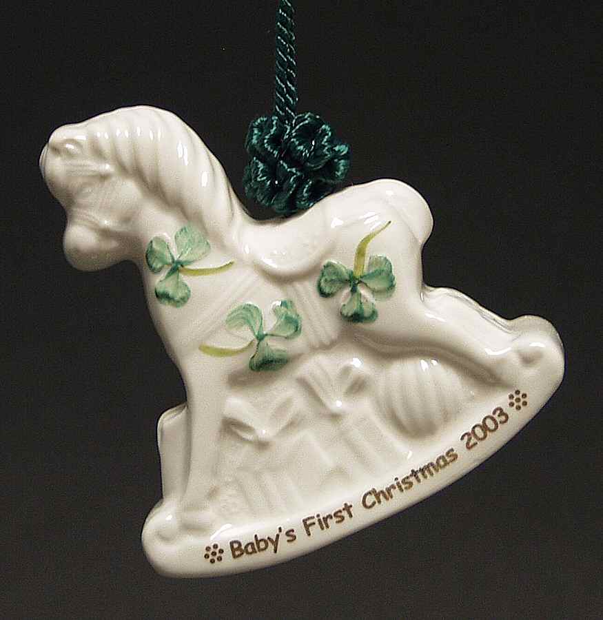 Babys 1st Christmas Rocking Horse Bell - No Box by Belleek Pottery (Ireland)-1