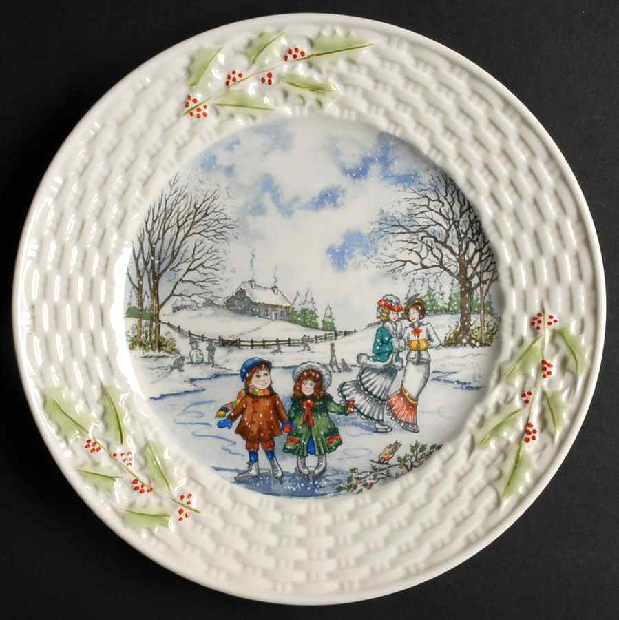 Holiday Scenes in Ireland Ice Skaters - Boxed by Belleek Pottery (Ireland)-1