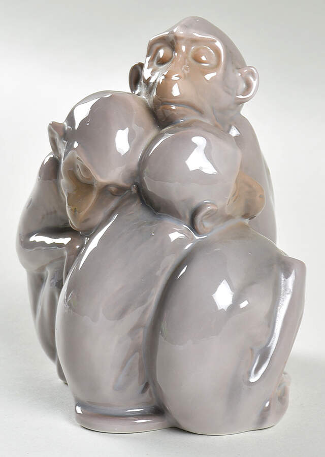 Animals-Wildlife Monkey Family - No Box by Bing & Grondahl-1