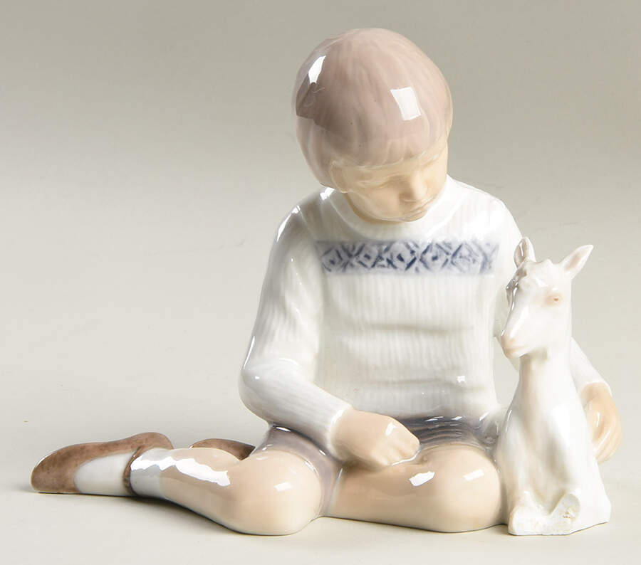 Children with Animals Boy With Goat - No Box by Bing & Grondahl-1