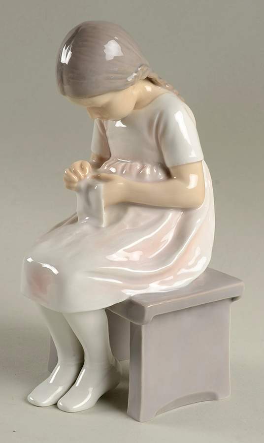 Children Girl Sitting - No Box by Bing & Grondahl-1