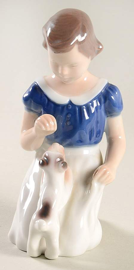 Children with Animals Girl With Puppy - No Box by Bing & Grondahl-1