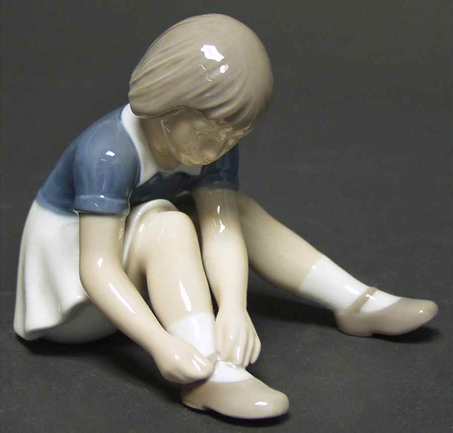 Children Girl Buttoning Shoe - No Box by Bing & Grondahl-1