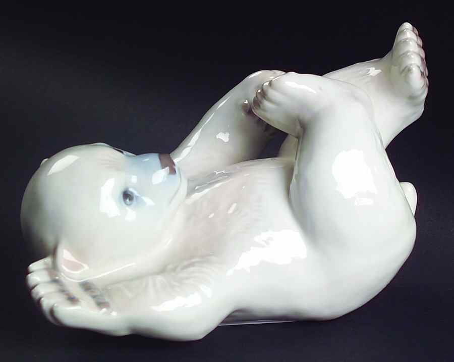 Animals-Wildlife Polar Bear Cub On Back - No Box by Bing & Grondahl-1