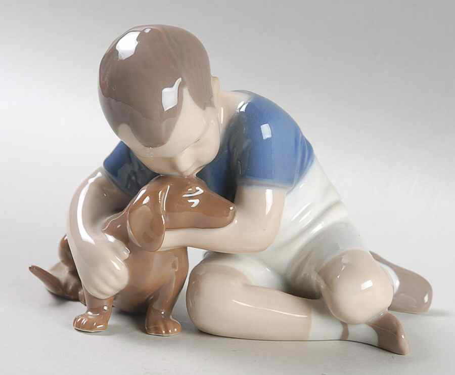 Children with Animals Boy With Dog-Blue - No Box by Bing & Grondahl-1