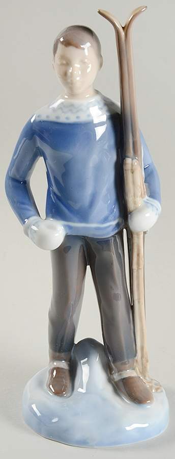 Children Boy With Skis - No Box by Bing & Grondahl-1
