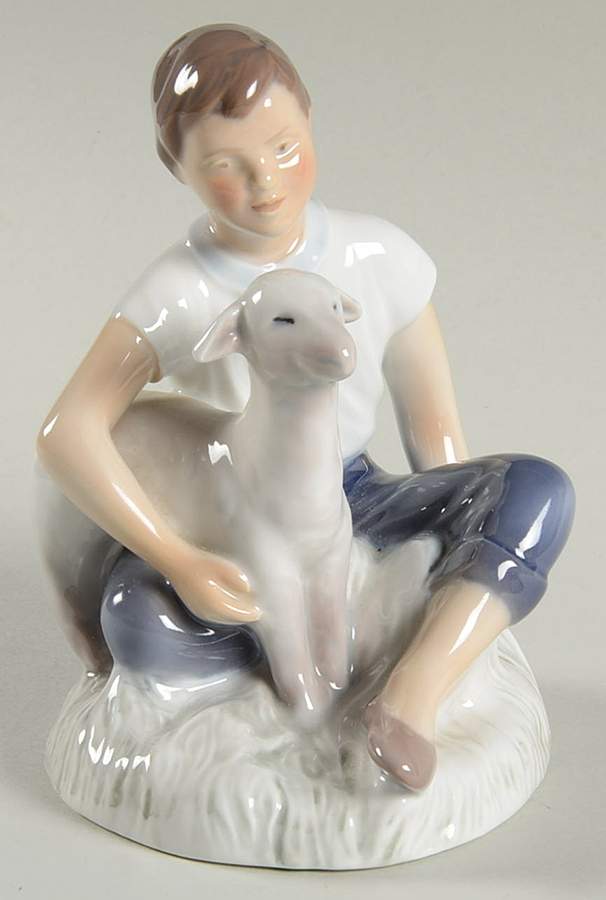 Children with Animals Girl With Kid Goat - No Box by Bing & Grondahl-1