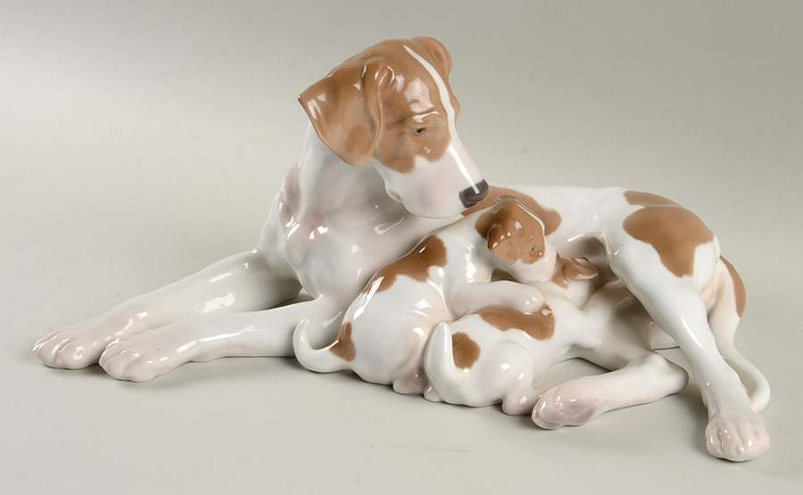 Dogs Pointer Mother & Pups - No Box by Bing & Grondahl-1