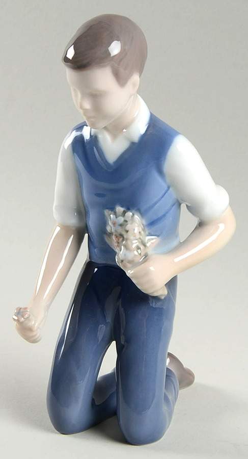 Children Boy Holding Flowers - No Box by Bing & Grondahl-1