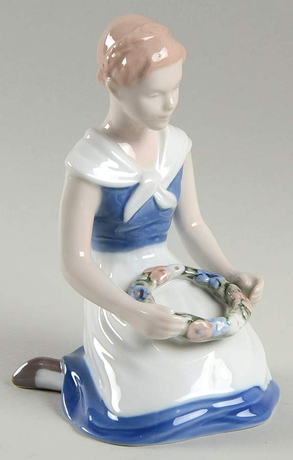 Children Girl With Garland - No Box by Bing & Grondahl-1