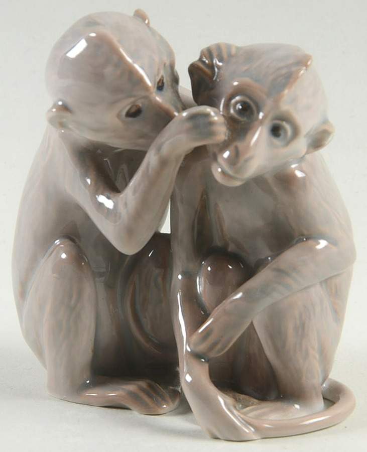 Animals-Wildlife Monkeys Pair - No Box by Bing & Grondahl-1