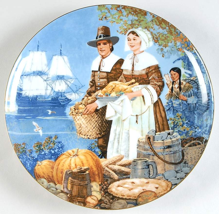 Thanksgiving Plate The Pilgrims Thanksgiving - No Box by Bing & Grondahl-1