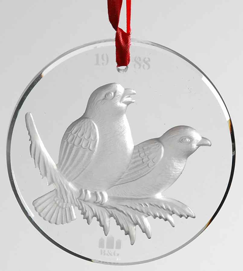 Bing & Grondahl Crystal Ornament Two Turtledoves - Boxed by Bing & Grondahl-1