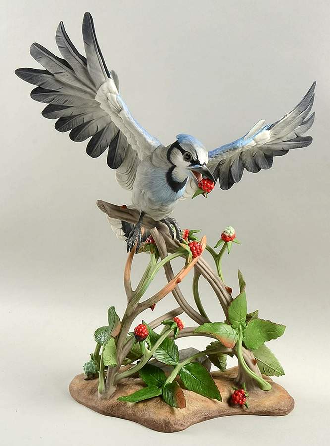 Boehm Birds Blue Jay With Raspberries - No Box by Boehm-1