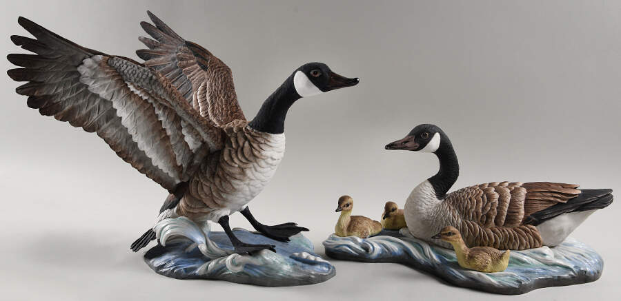 Boehm Birds Canada Geese W/ Goslings-Pair - No Box by Boehm-1
