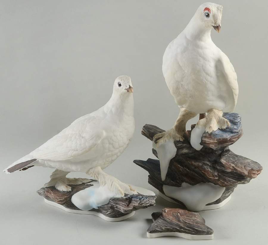 Boehm Birds Ptarmigan-Pair With Rock - No Box by Boehm-1