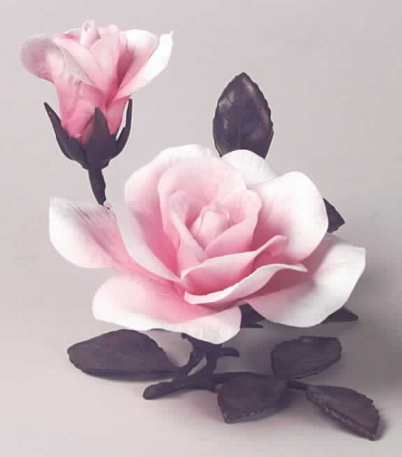 Porcelain & Bronze-Flowers Rose Of Romance-Pink - No Box by Boehm-1