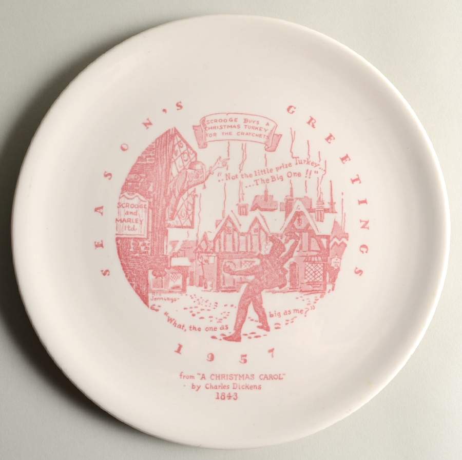 Christmas Season's Greeting-Scrooge-Pink - No Box by Buffalo Pottery-1