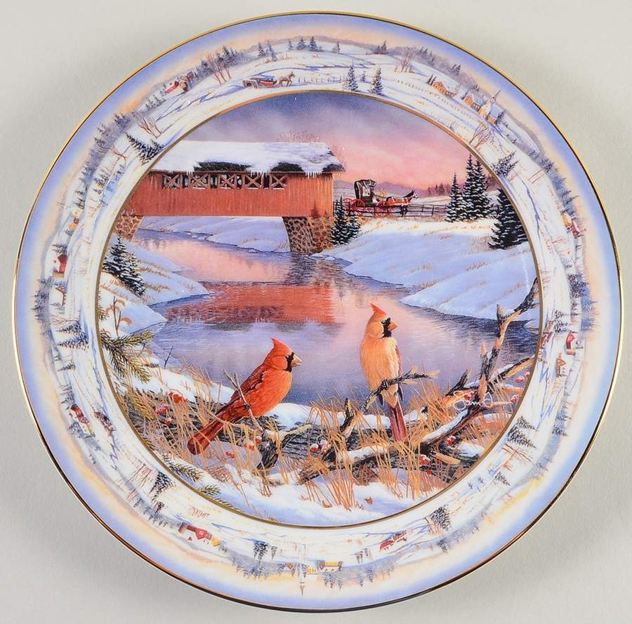 Pinegrove's Winter Cardinals Pinegroves Morning - No Box by Bradford Exchange-1