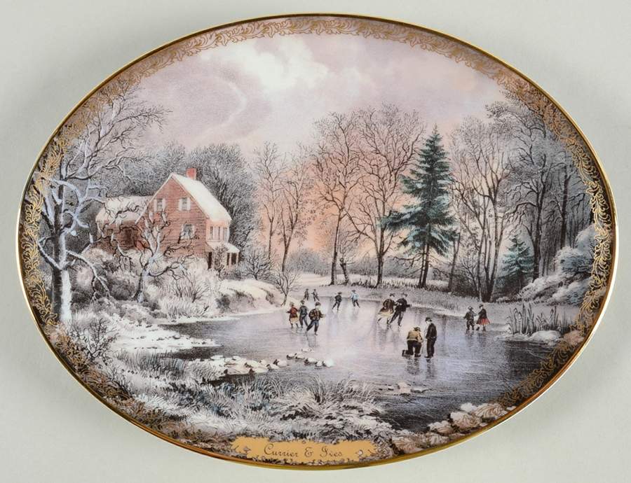 Currier & Ives Christmas Plates Early Winter - No Box by Bradford Exchange-1