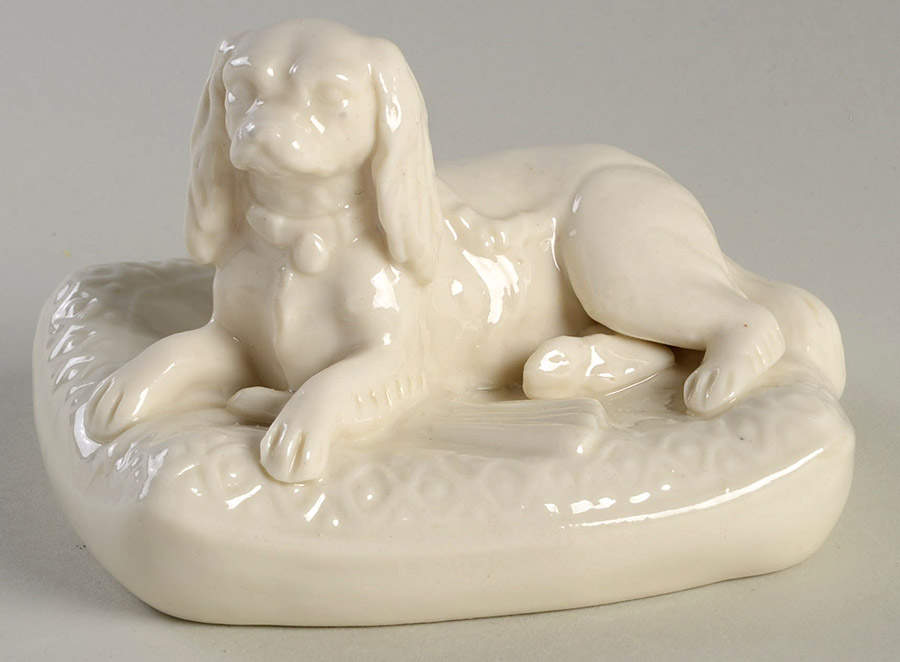 Belleek Figurines Spaniel Dog On Cushion - No Box by Belleek Pottery (Ireland)-1