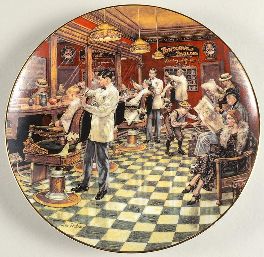 Bygone Days The Barber Shop - No Box by Bradford Exchange-1