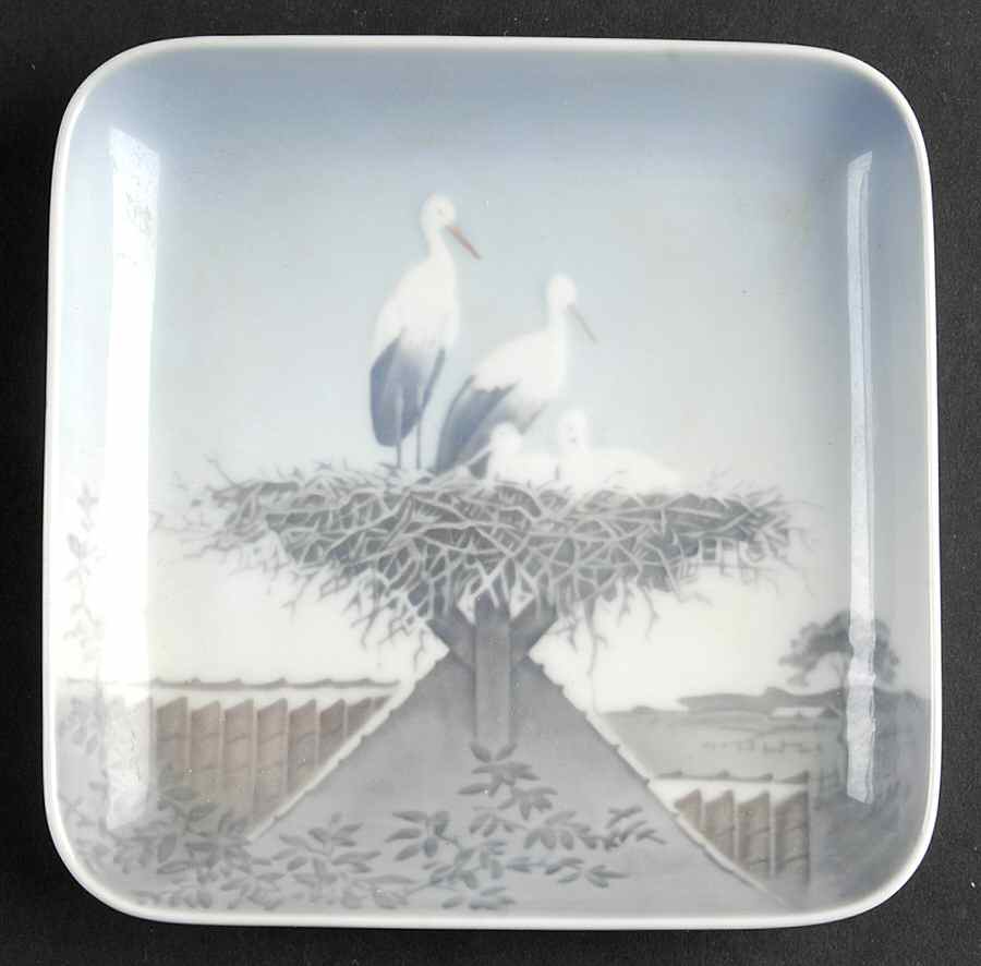 Bing & Grondahl Giftware Storks On Nest-Square Tray - No Box by Bing & Grondahl-1