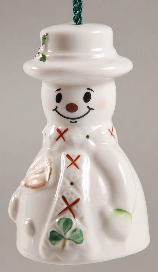 Snowman-Bell-Ornament Snowman With Broom - Boxed by Belleek Pottery (Ireland)-1