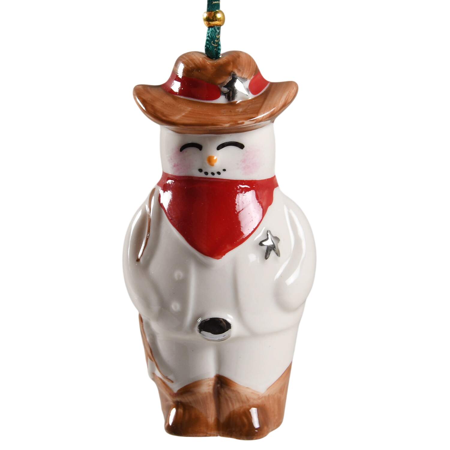 Snowman-Bell-Ornament Wild West Snowman - Boxed by Belleek Pottery (Ireland)-1