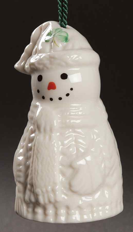 Snowman-Bell-Ornament Irish Sweater Snowman - With Box by Belleek Pottery (Ireland)-1