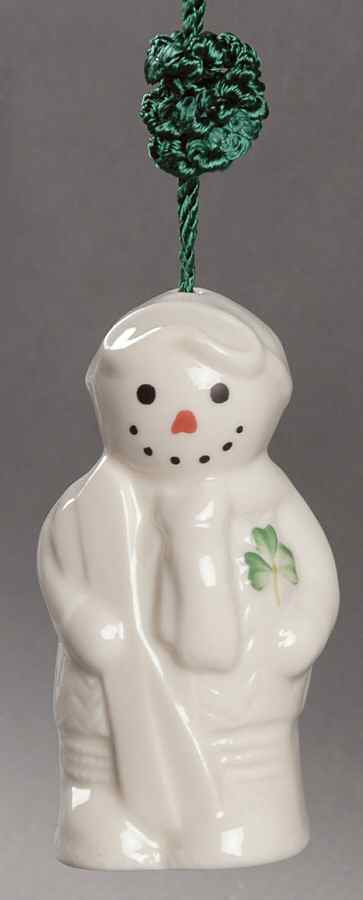 Snowman-Bell-Ornament Skiing Snowman - No Box by Belleek Pottery (Ireland)-1