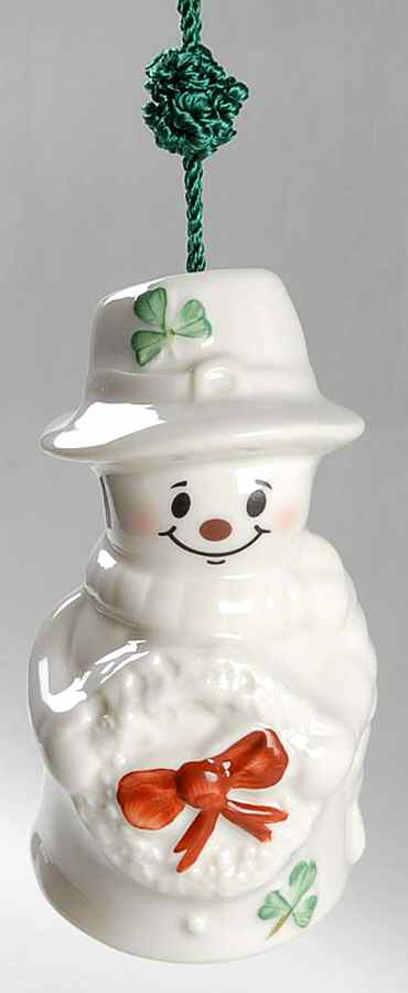 Snowman-Bell-Ornament Snowman With Wreath - No Box by Belleek Pottery (Ireland)-1