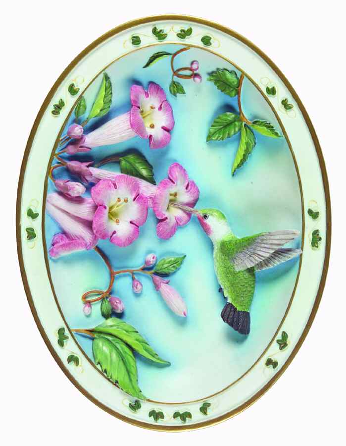 Whispers On The Wind-Plate Ruby Throated Hummingbird - No Box by Bradford Exchange-1