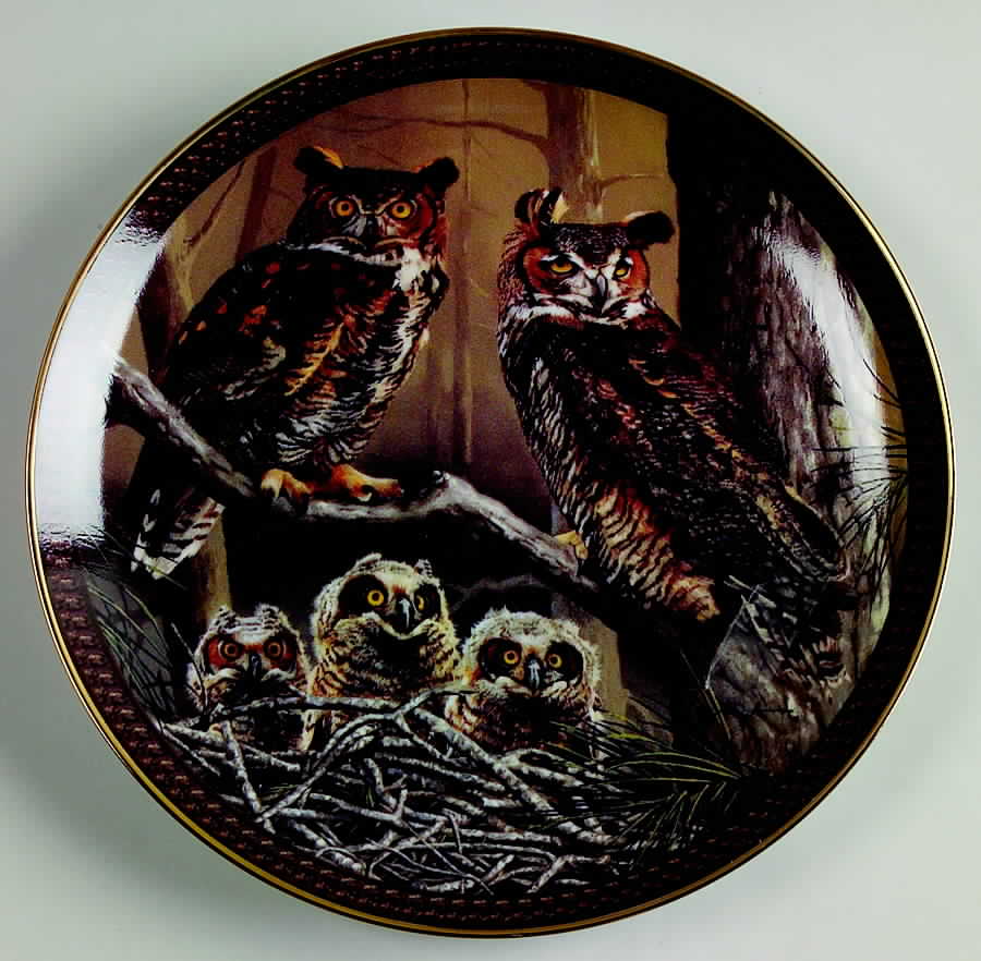 Family Circles Great Horned Owl Family - No Box by Bradford Exchange-1