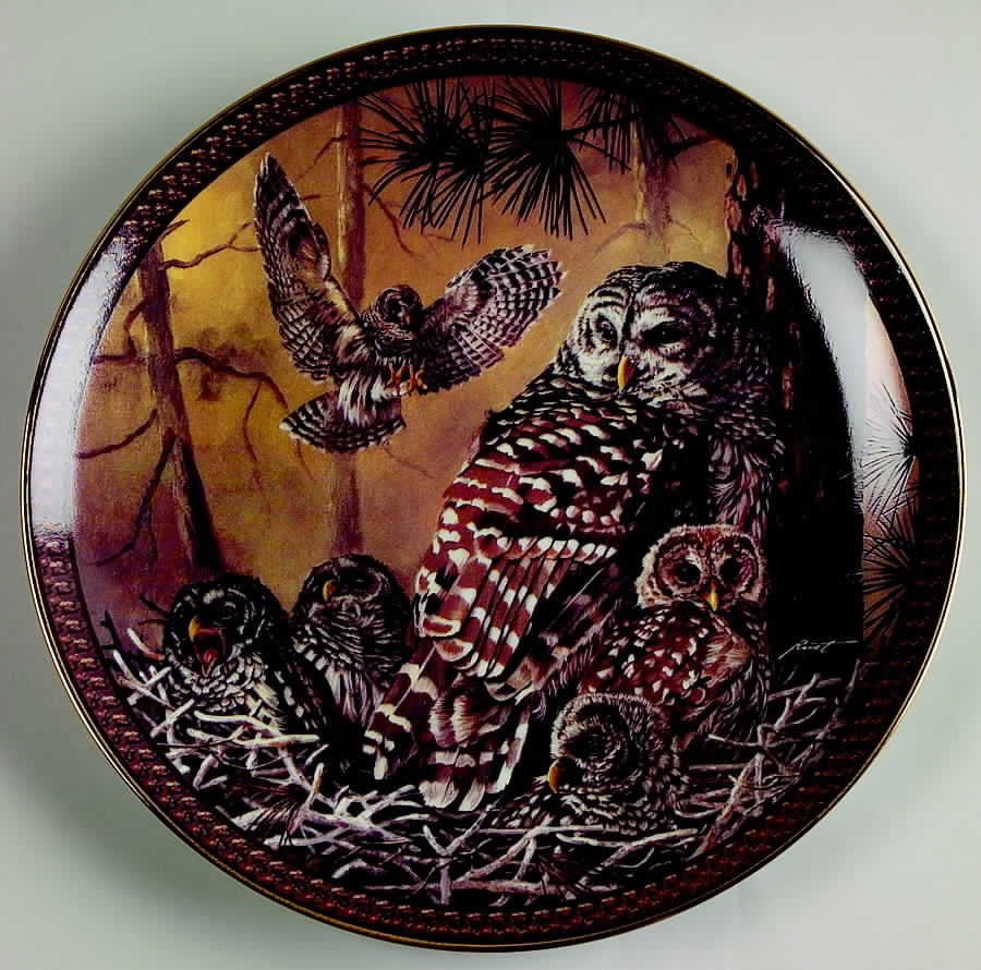 Family Circles Barred Owl Family - No Box by Bradford Exchange-1
