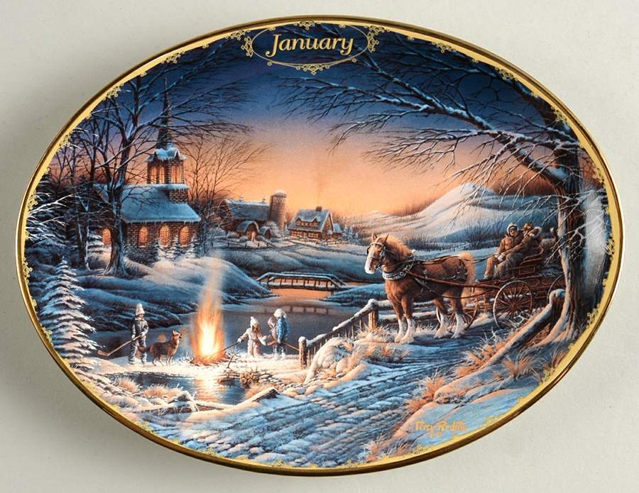 Seasons to Remember January-Sharing The Evening - No Box by Bradford Exchange-1