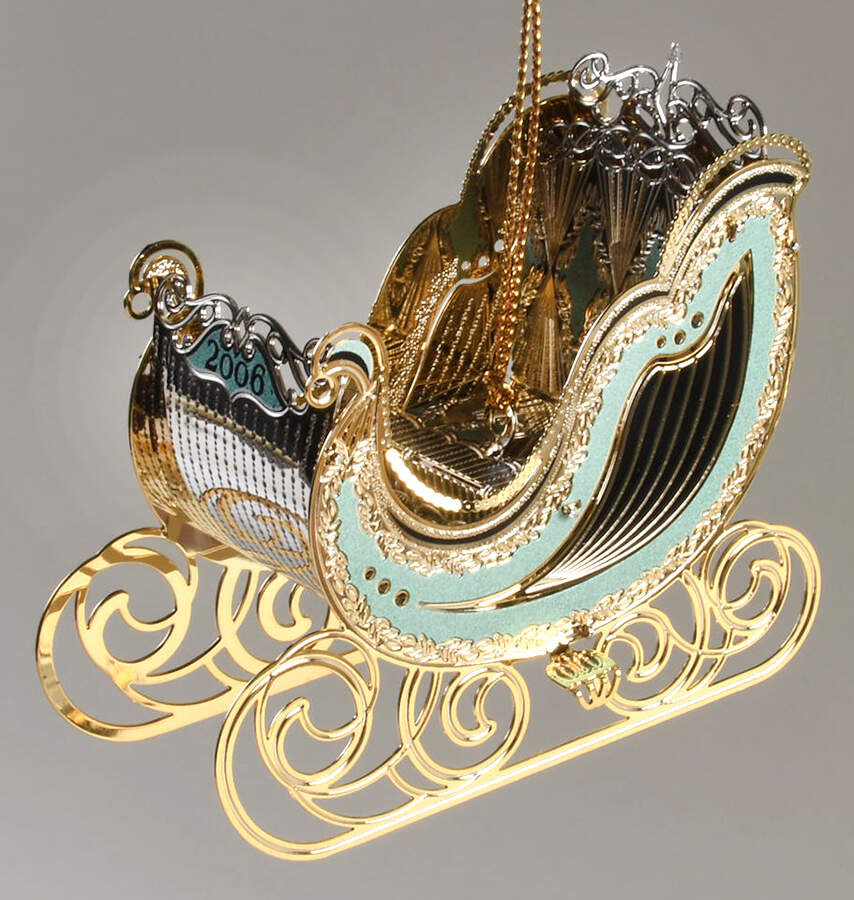 Baldwin Annual Christmas Ornament Emeraude Sleigh - Boxed by Baldwin Brass-1