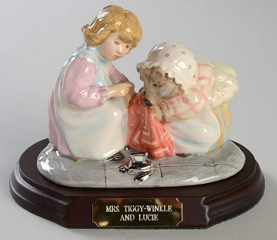Beatrix Potter Annual Tableau Figurine Mrs. Tiggy-Winkle And Lucie-Bp9d - Boxed by Beswick-1