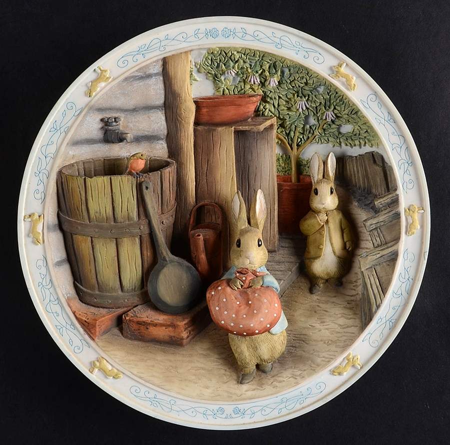 Tale of Peter Rabbit & Benjamin Bunny Amongst The Flower Pots - No Box by Bradford Exchange-1