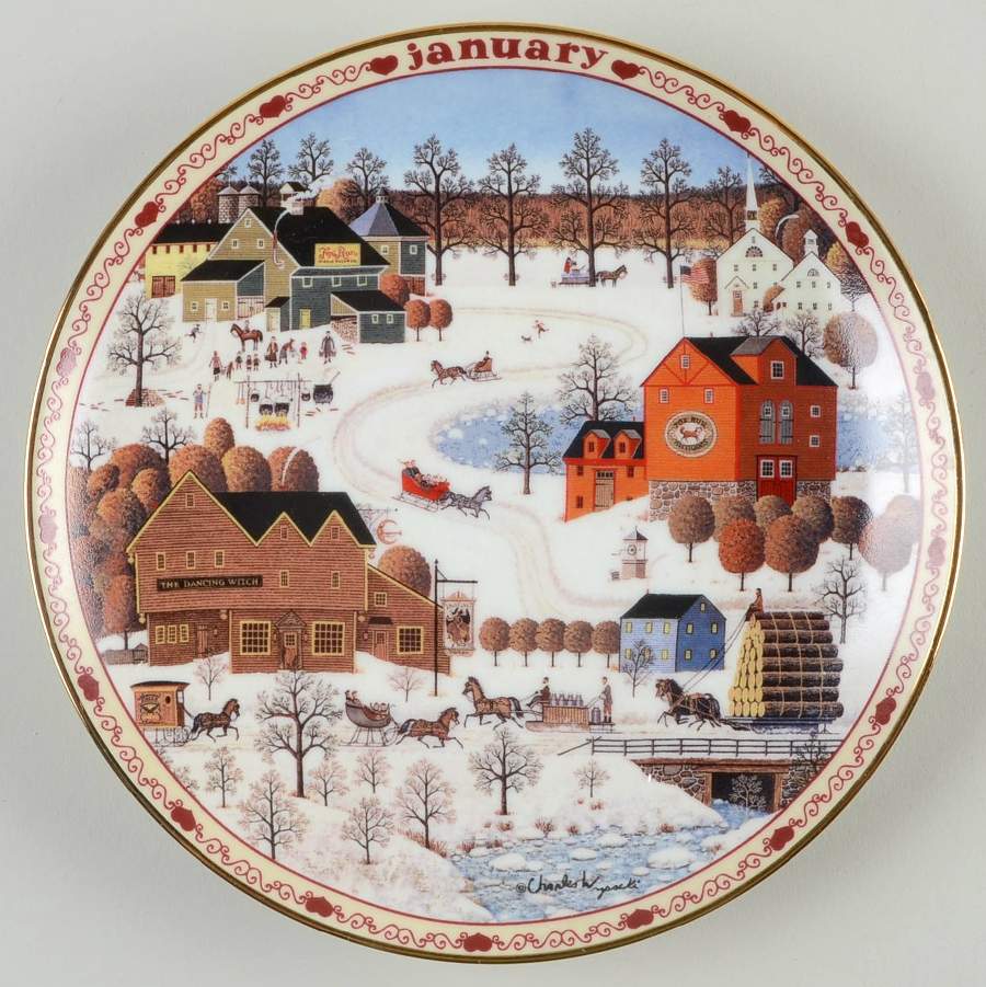 Days To Remember-Charles Wysocki January-Fox Run - No Box by Bradford Exchange-1