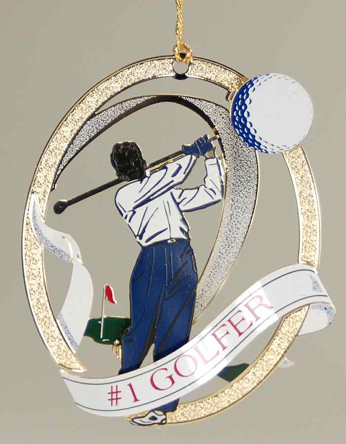 Baldwin Christmas Ornament #1 Golfer - Boxed by Baldwin Brass-1