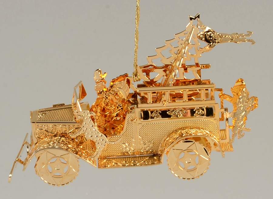 Baldwin Christmas Ornament Santa Firetruck - Boxed by Baldwin Brass-1