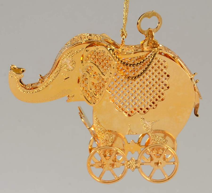 Baldwin Christmas Ornament Antique Elephant - Boxed by Baldwin Brass-1
