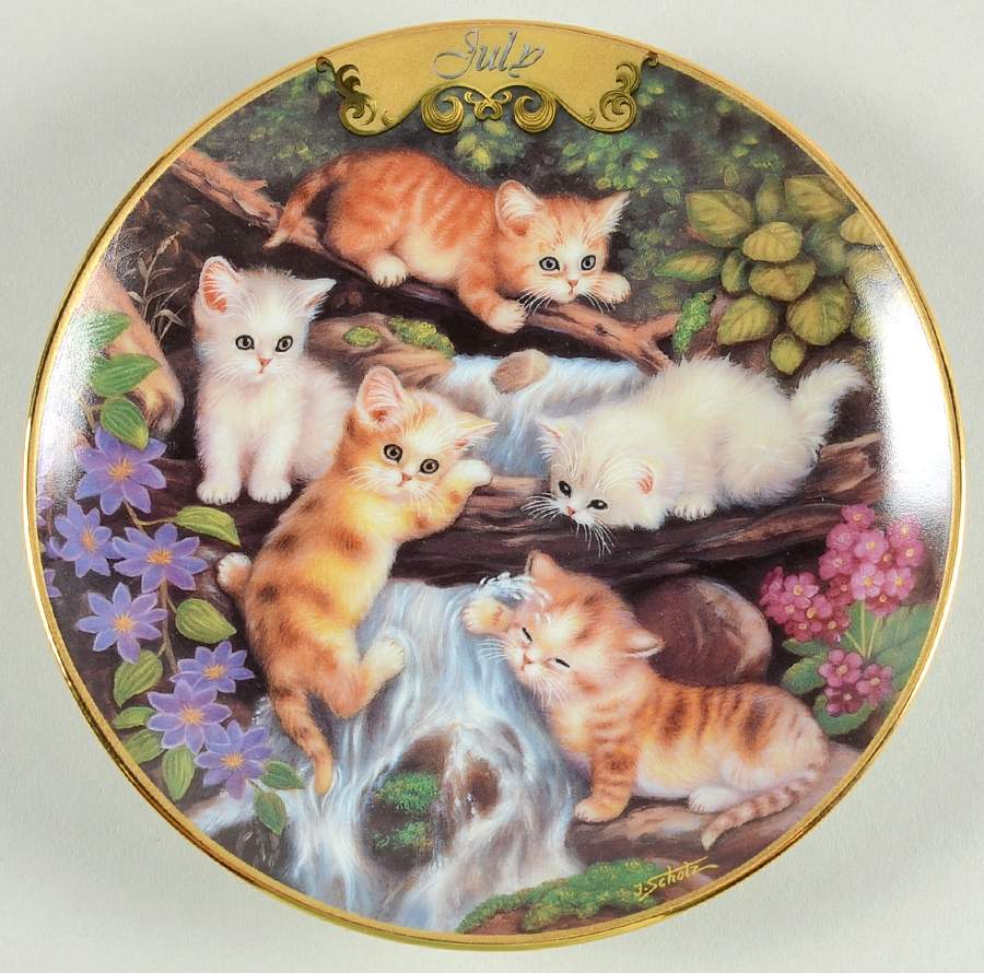 Timeless Tales Purr July-At The Little Waterfall - No Box by Bradford Exchange-1