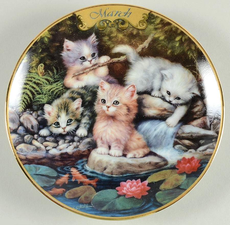 Timeless Tales Purr March-By The Lily Pond - No Box by Bradford Exchange-1