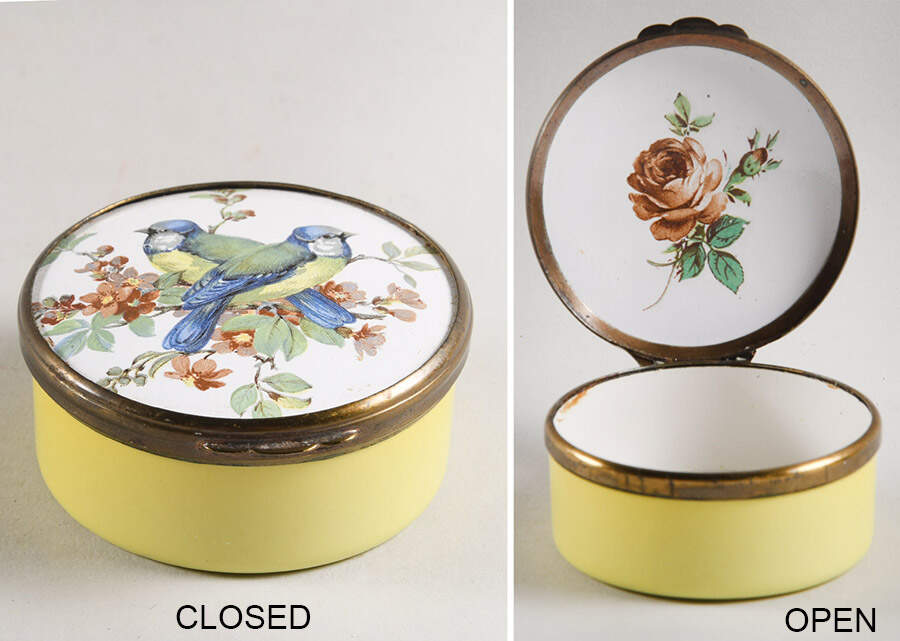 Bilston and Battersea Enamel Box Blue Titmouse - No Box by Bilston-England-1