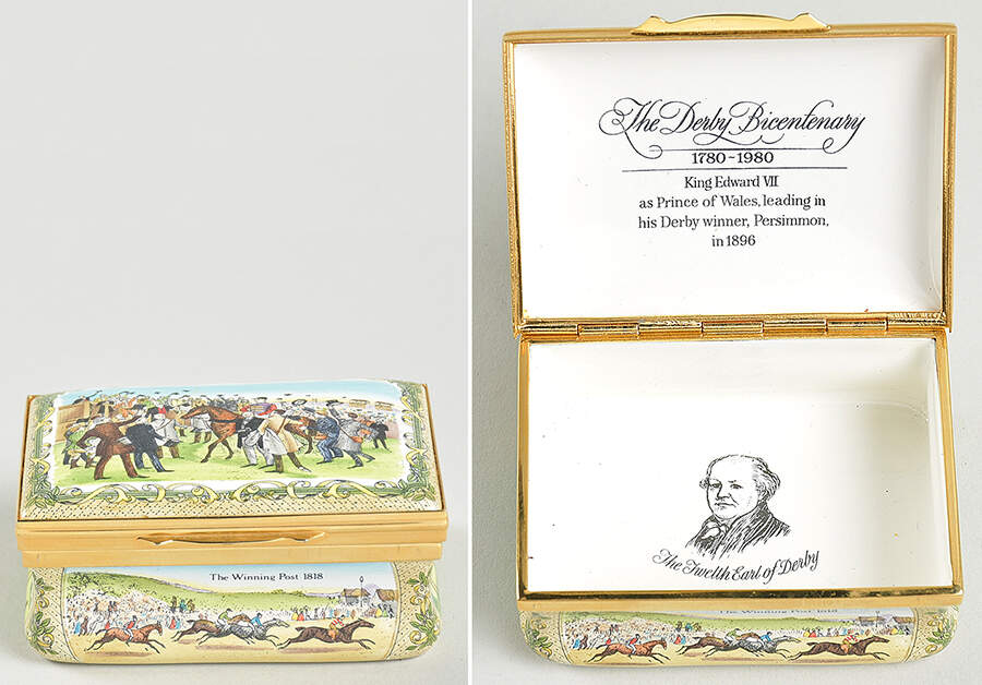 Bilston and Battersea Enamel Box The Derby Bicentenary - No Box by Bilston-England-1