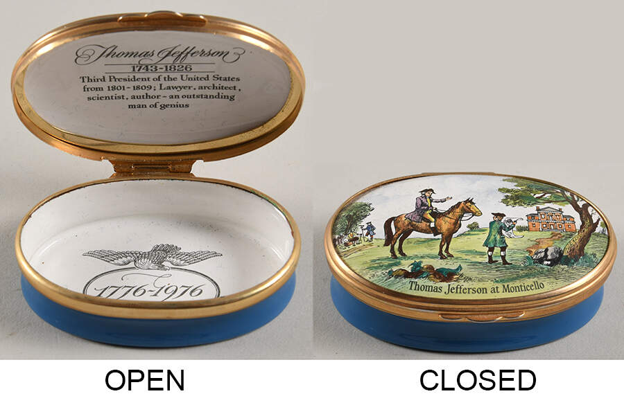 Bilston and Battersea Enamel Box Thomas Jefferson At Monticello - No Box by Bilston-England-1