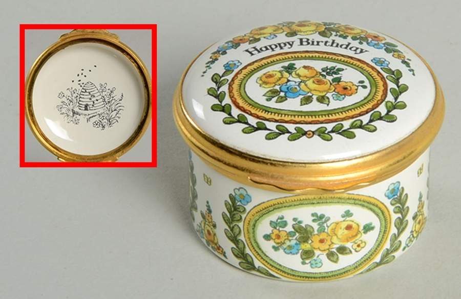Bilston and Battersea Enamel Box Happy Birthday - No Box by Bilston-England-1